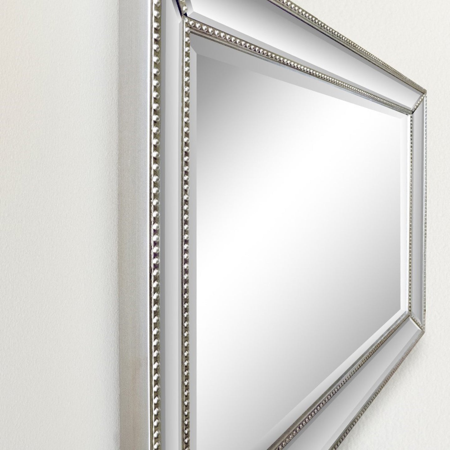 24" Rectangle Silver Beaded Frame Mirror