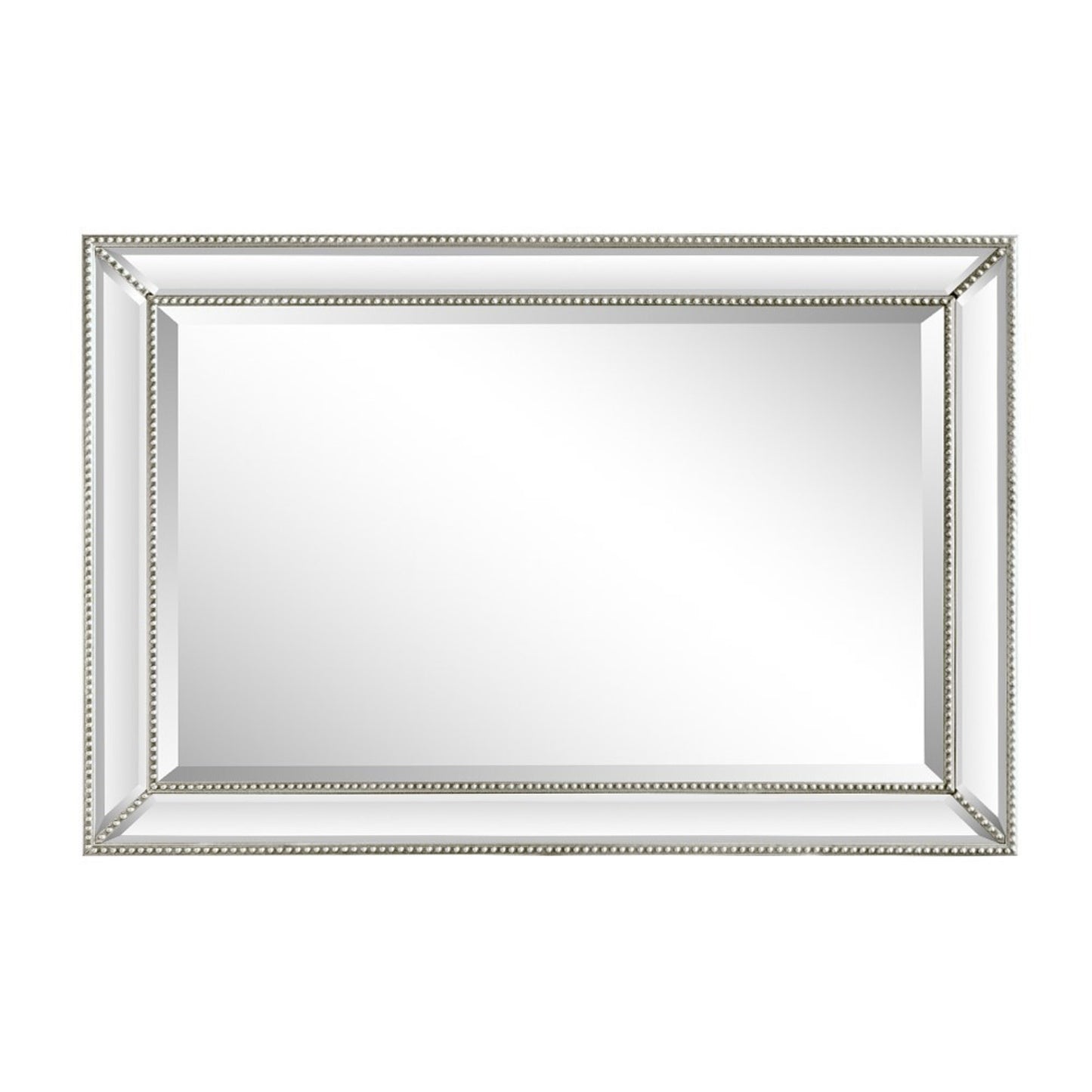24" Rectangle Silver Beaded Frame Mirror