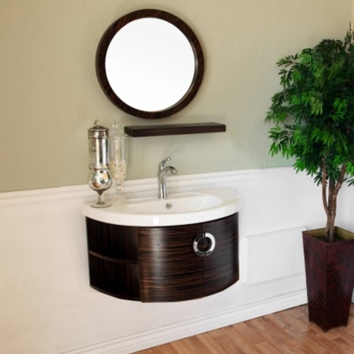 34" Single vanity Wood Ebony Zebra