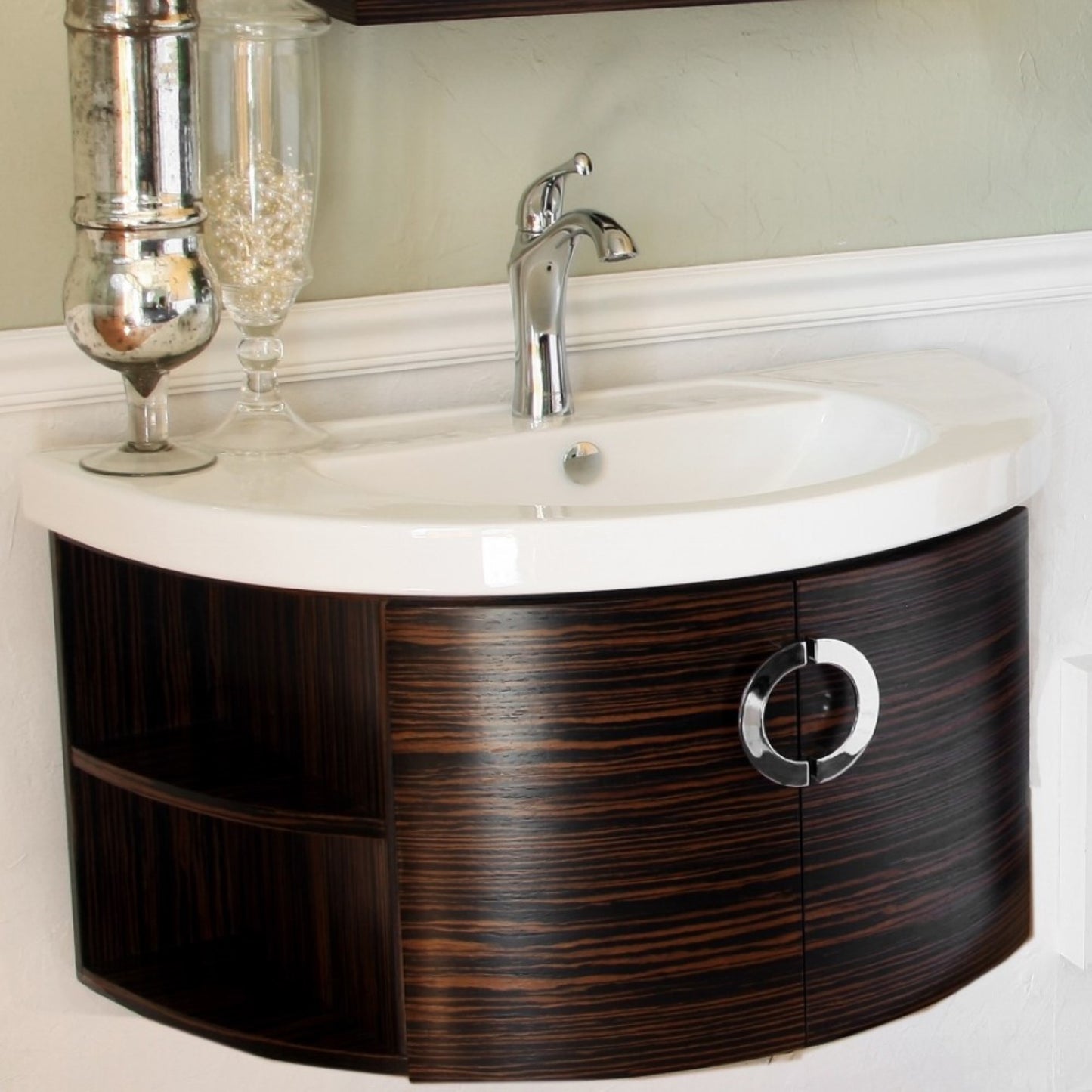 34" Single vanity Wood Ebony Zebra
