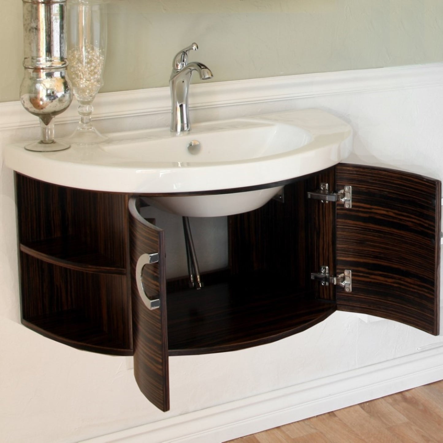 34" Single vanity Wood Ebony Zebra