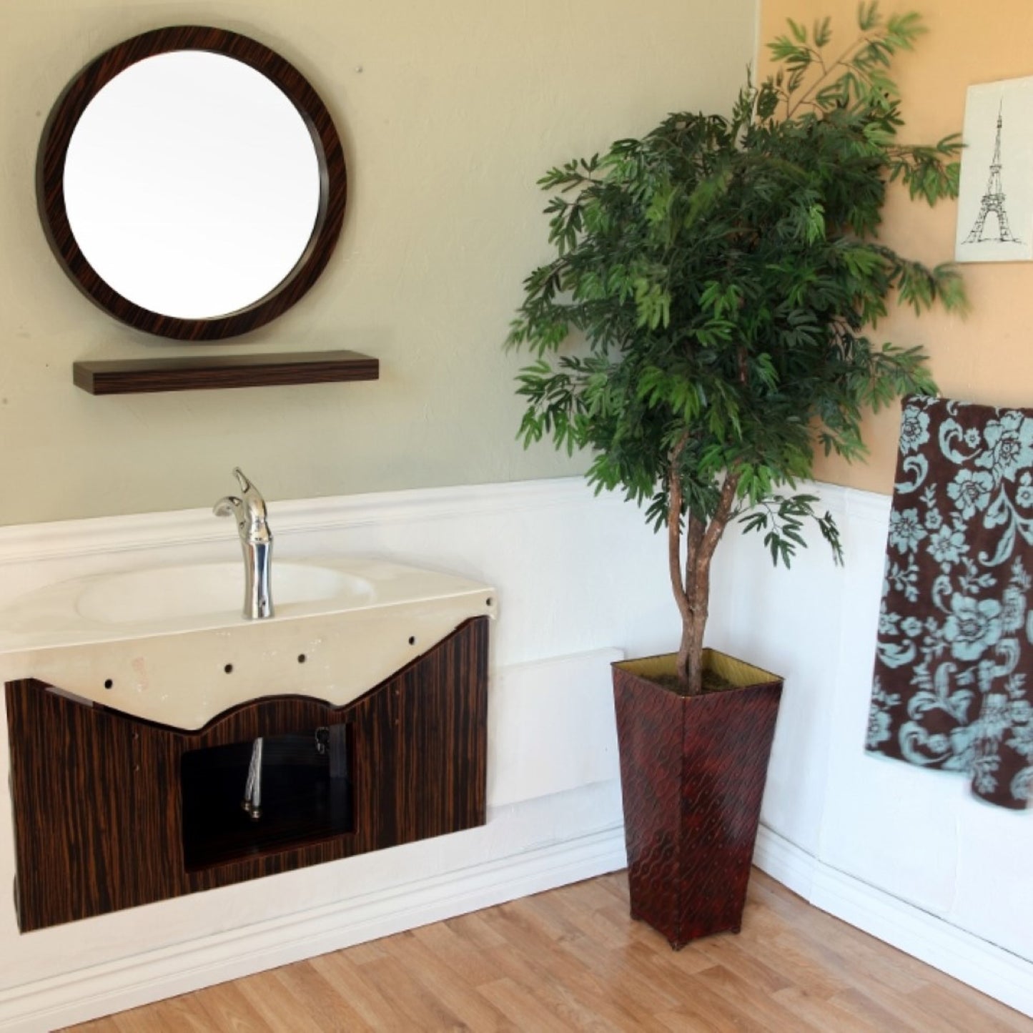 34" Single vanity Wood Ebony Zebra