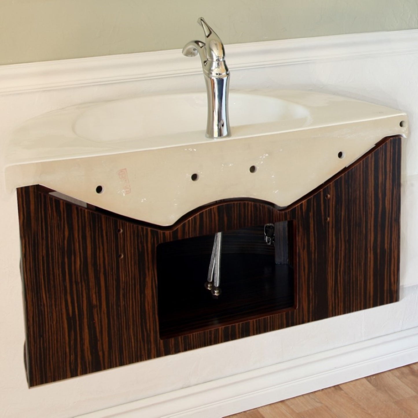 34" Single vanity Wood Ebony Zebra