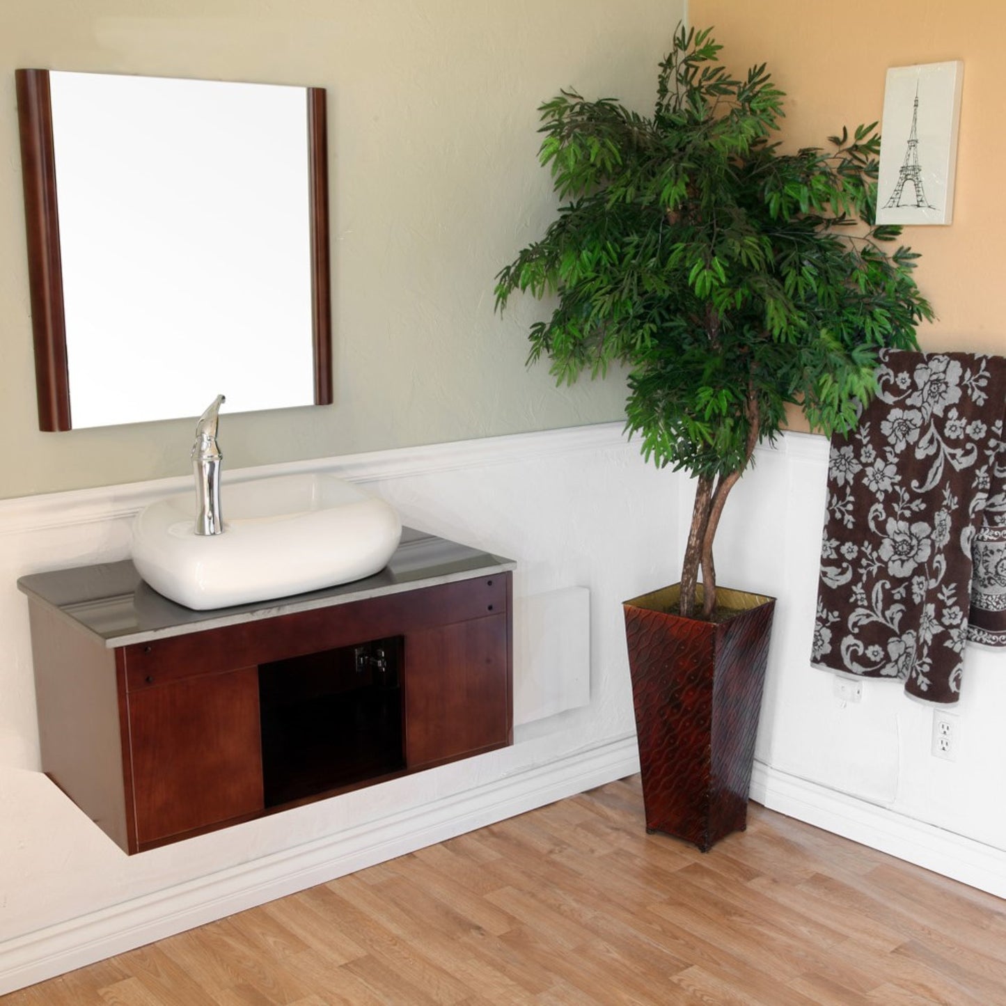 32.5" Single sink vanity Wood walnut