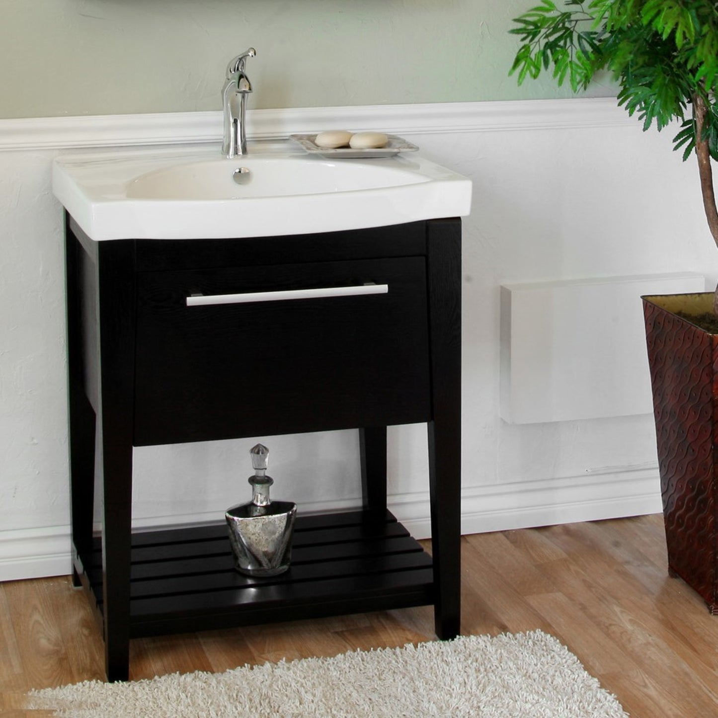 27.5" Single sink vanity Wood black