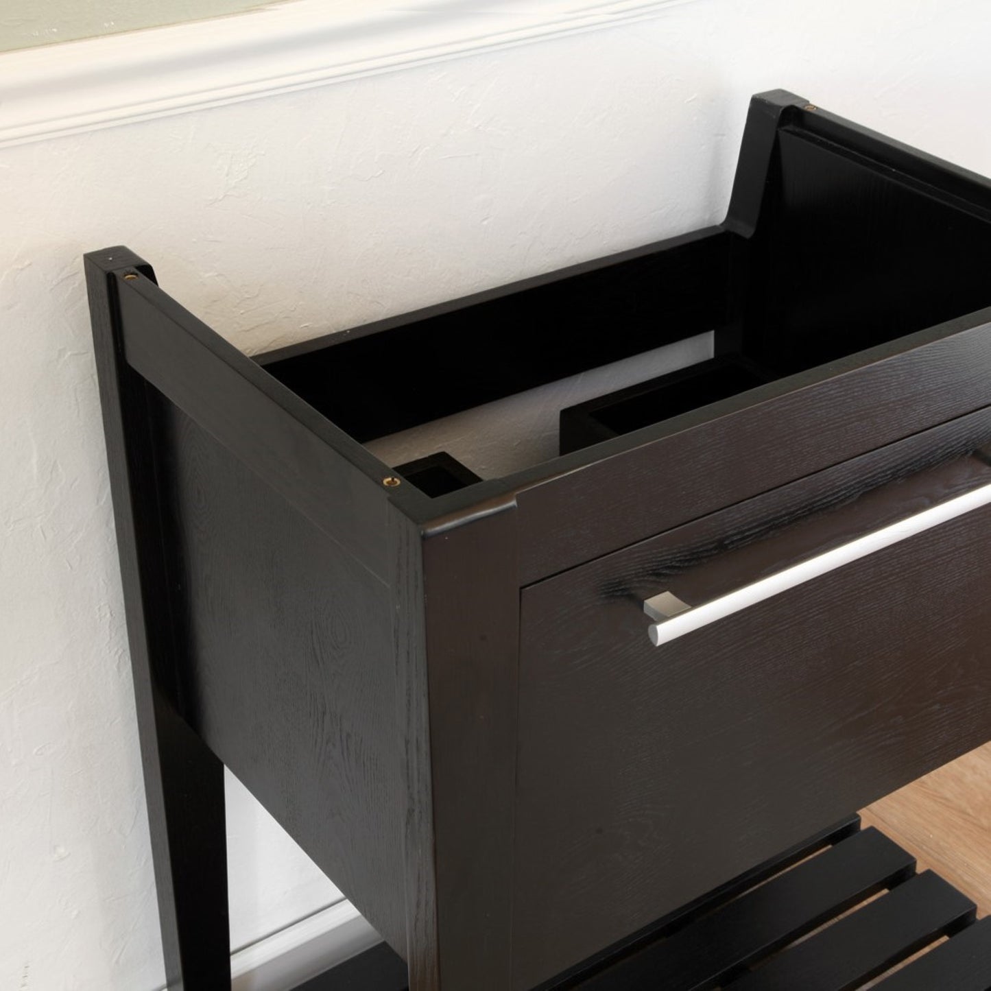 27.5" Single sink vanity Wood black