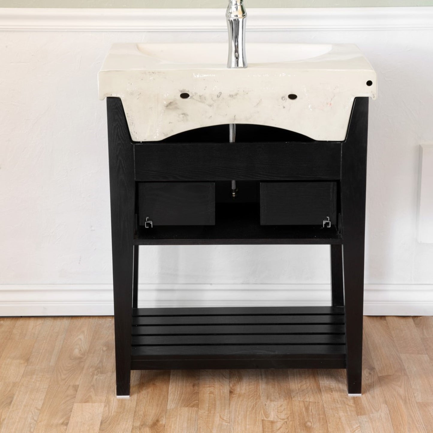27.5" Single sink vanity Wood black