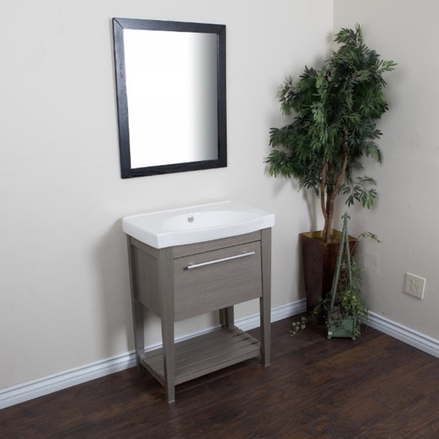 27.5" Single sink vanity Wood Gray