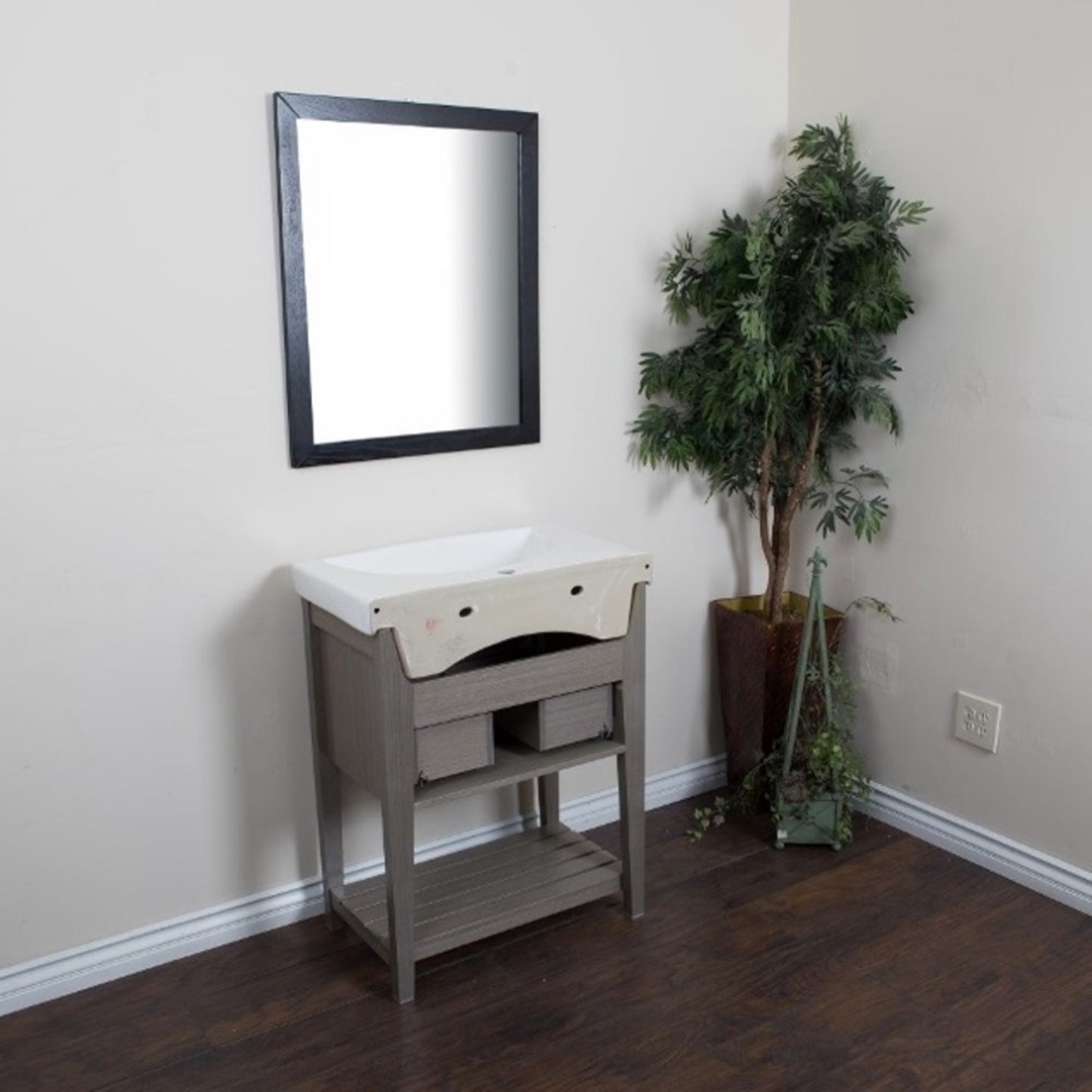27.5" Single sink vanity Wood Gray
