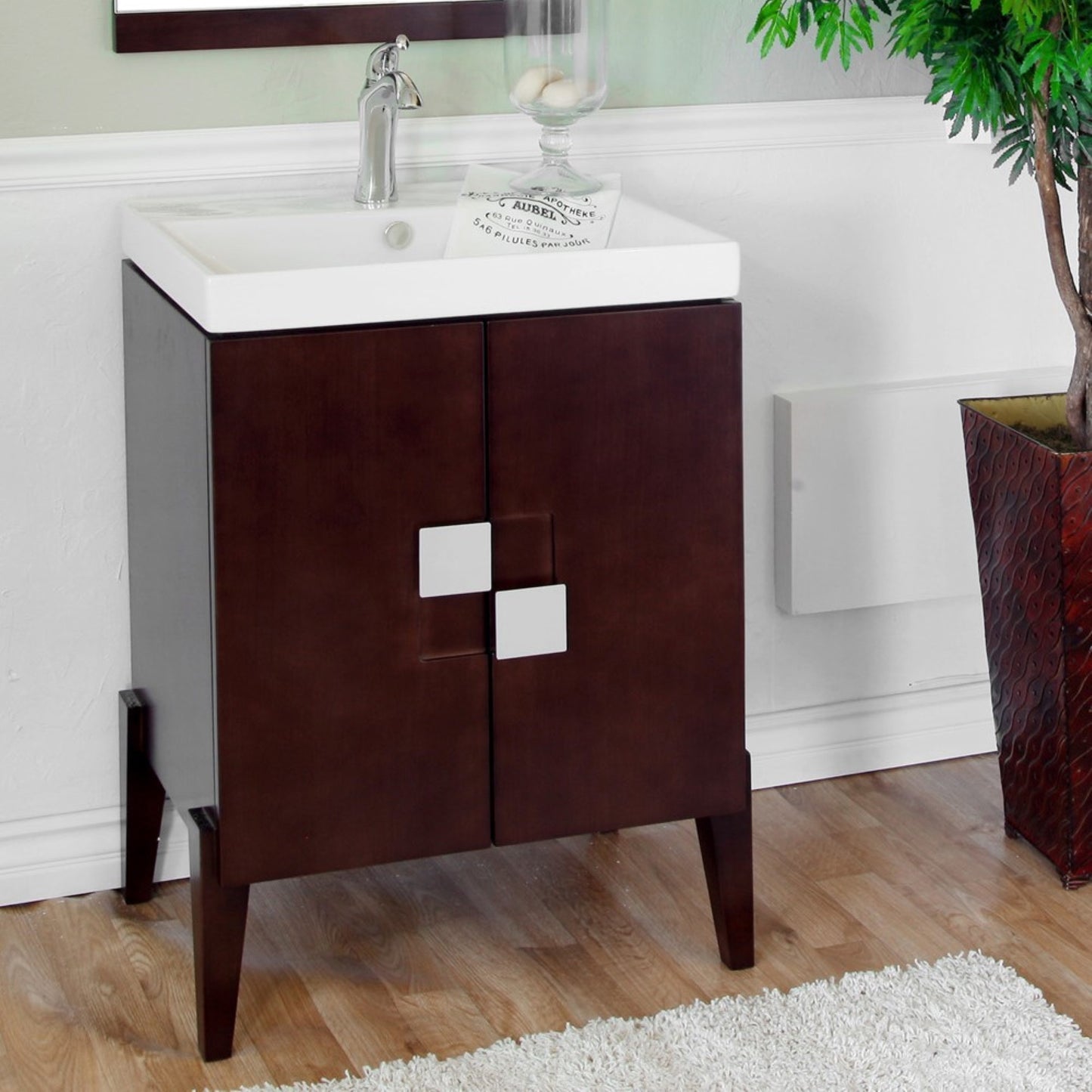 25" Single sink vanity Wood walnut