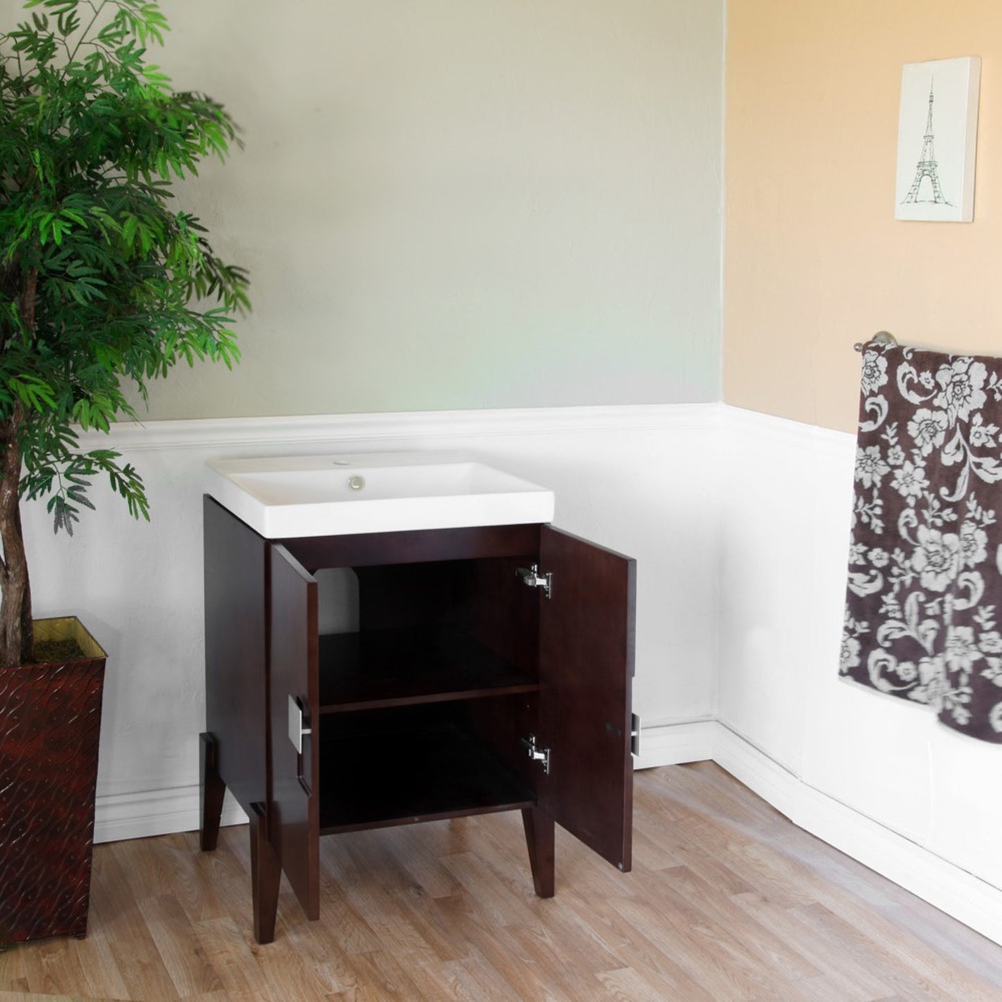 25" Single sink vanity Wood walnut