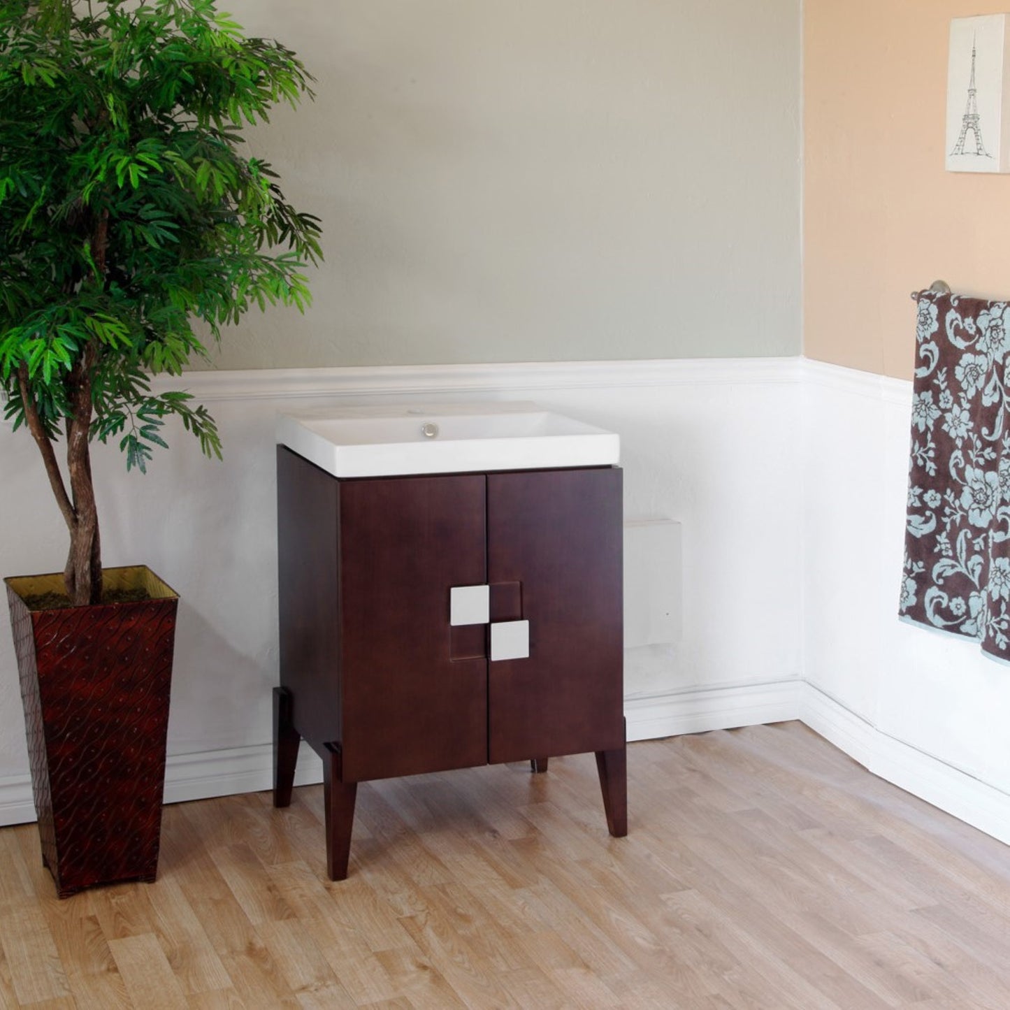 25" Single sink vanity Wood walnut