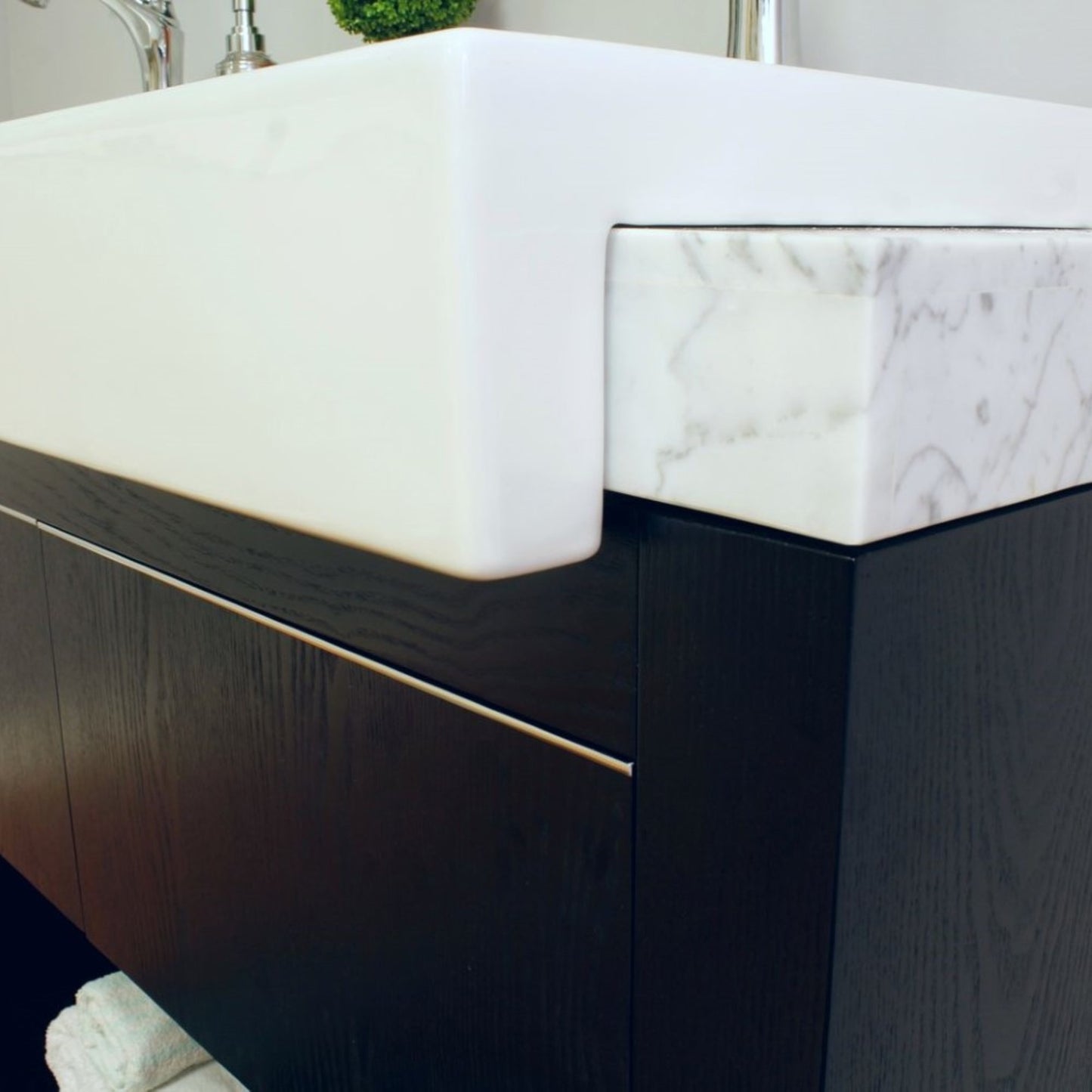 57.75 in Double sink vanity Wood black