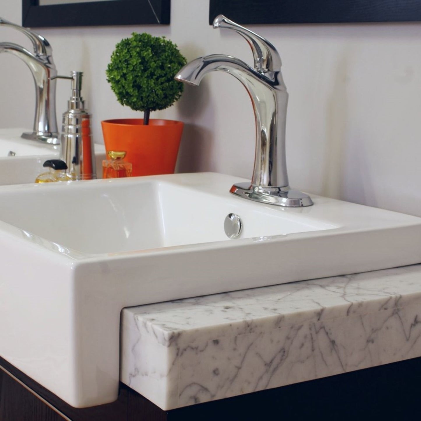 57.75 in Double sink vanity Wood black