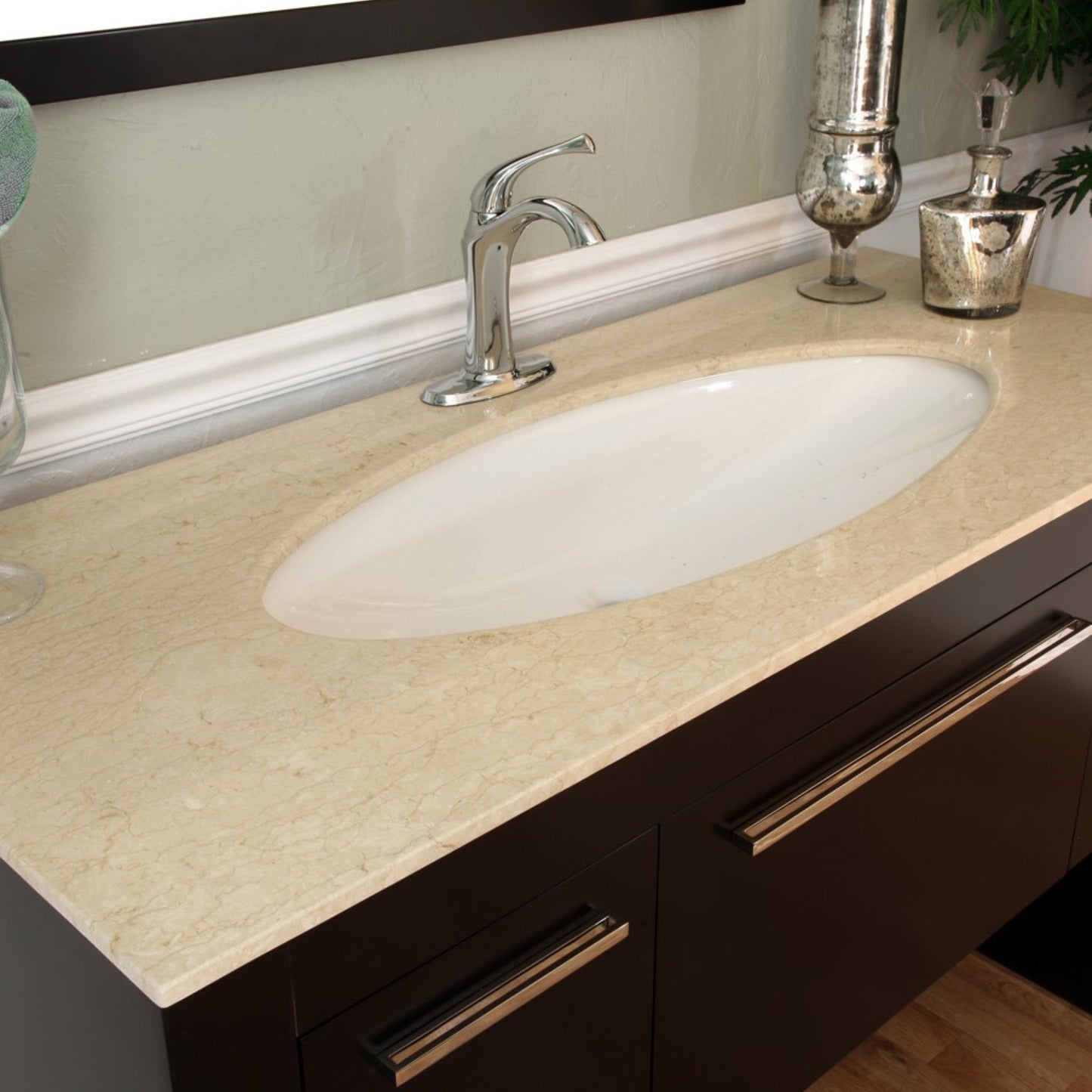 55.3" Single sink vanity Dark walnut cream marble