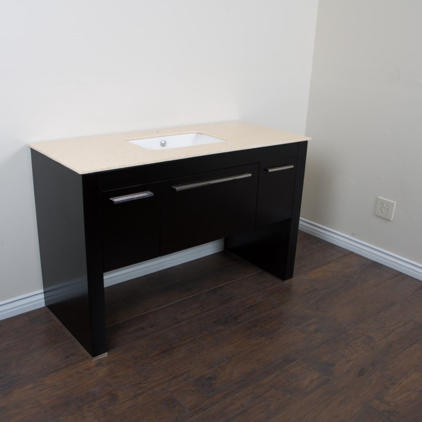 55.3" Single sink vanity Black Cream Marble