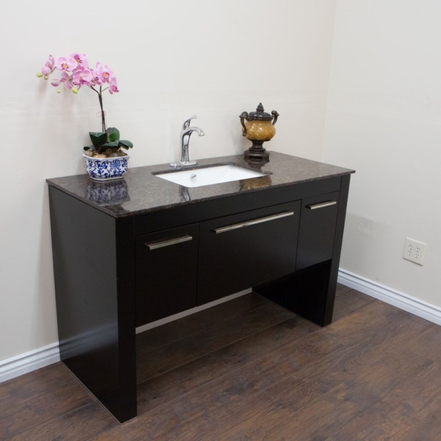 55.3" Single sink vanity Black Tan Brown