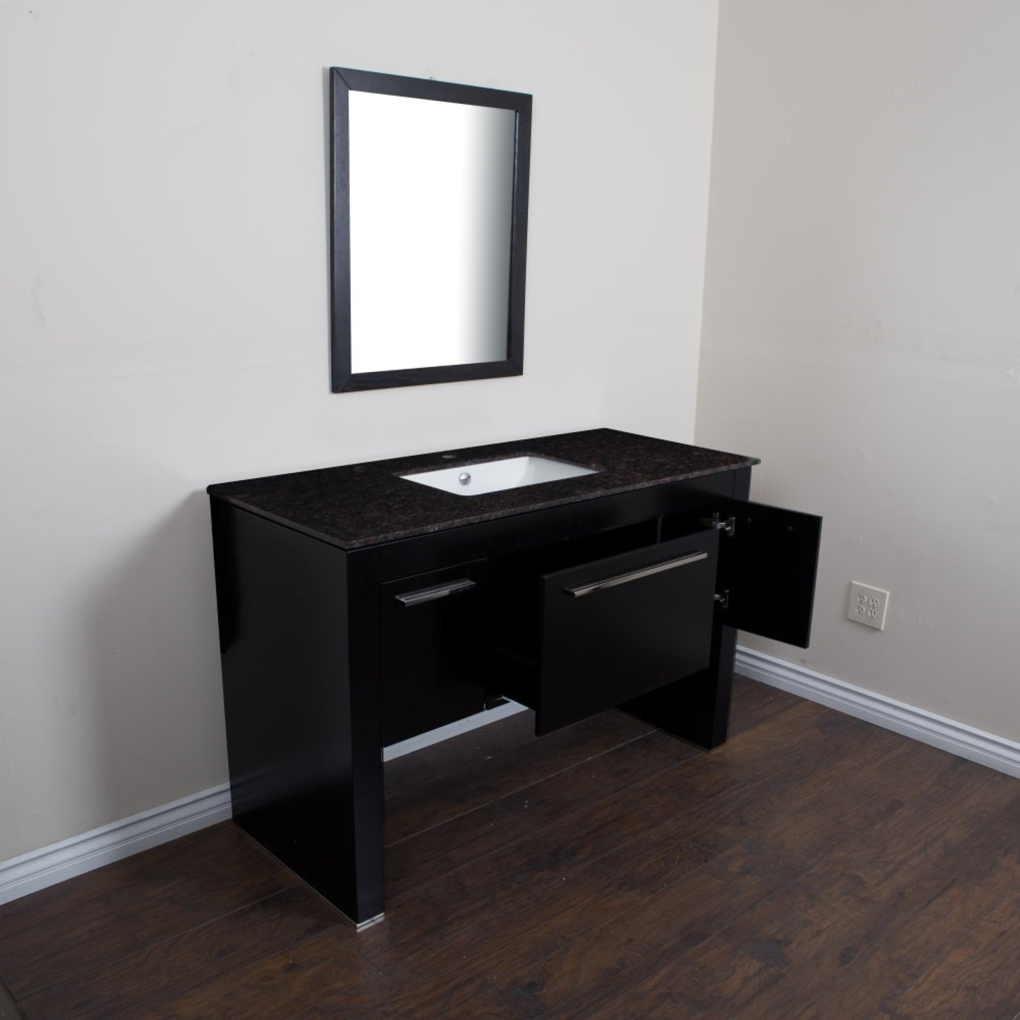 55.3" Single sink vanity Black Tan Brown