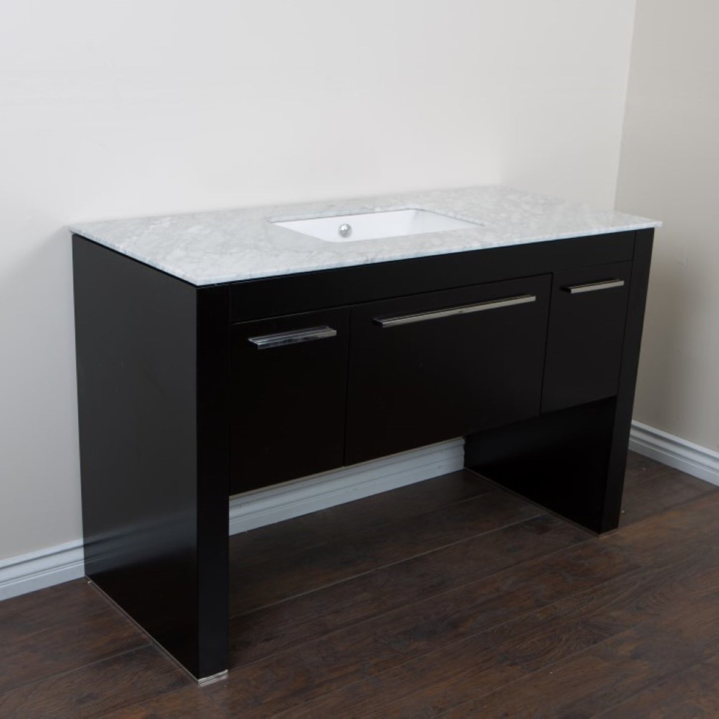 55.3" Single sink vanity Black White Marble
