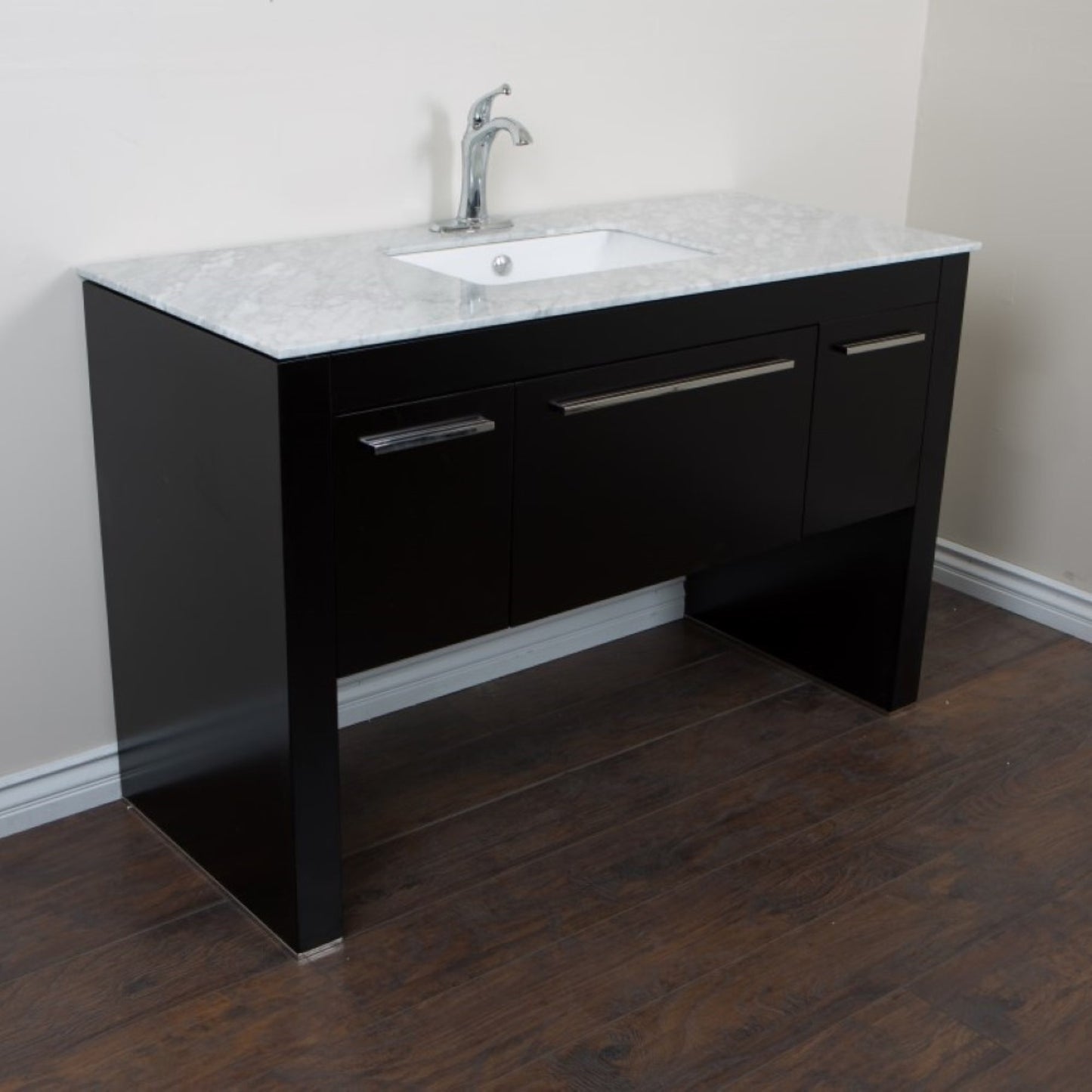 55.3" Single sink vanity Black White Marble