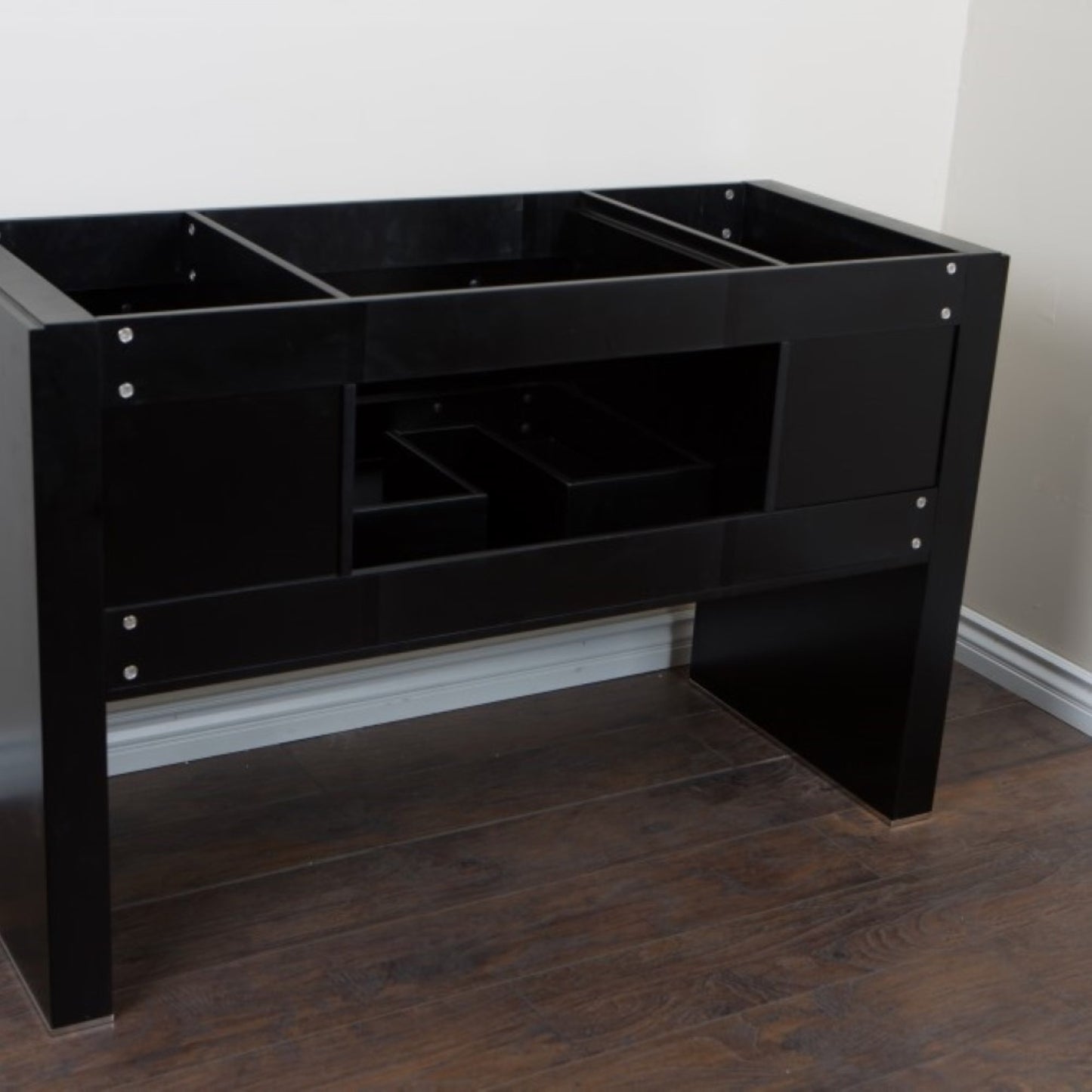 55.3" Single sink vanity Black White Marble