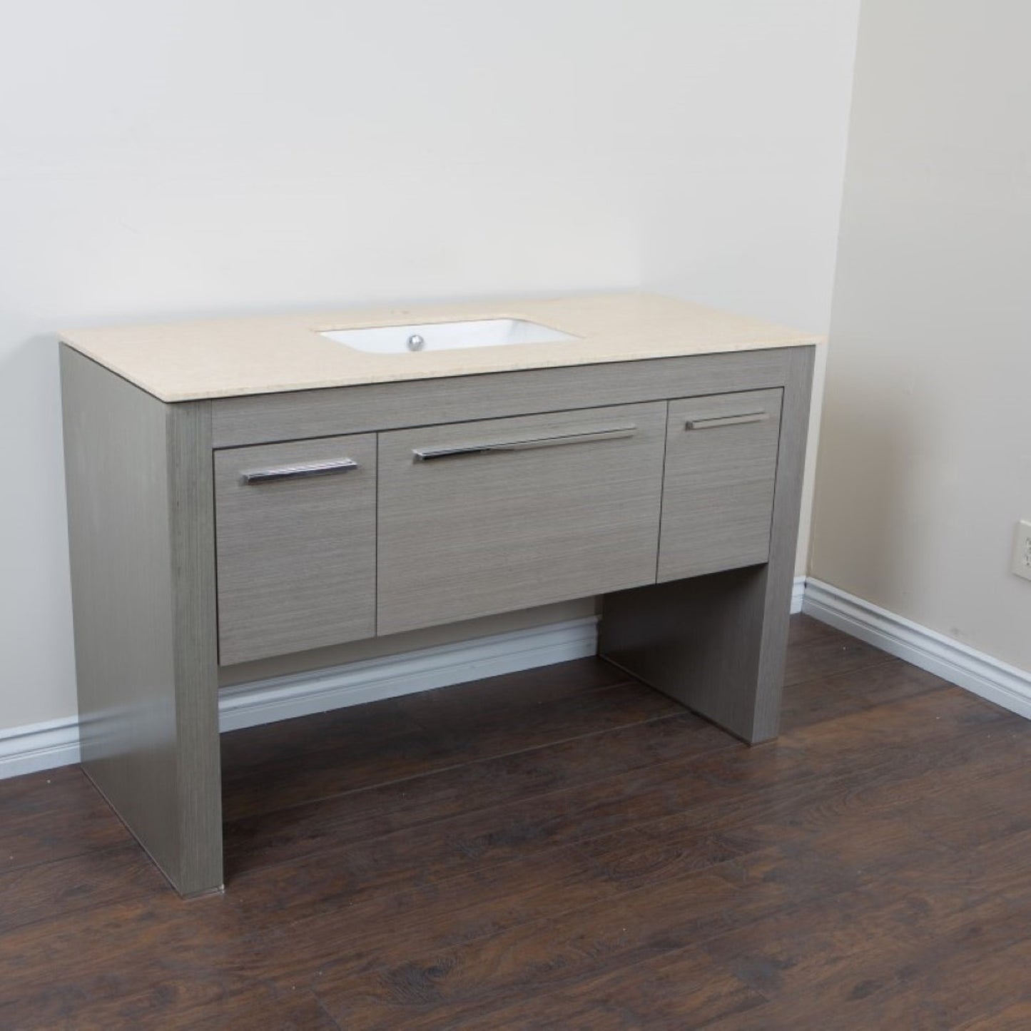 55.3" Single sink vanity Gray Cream Marble