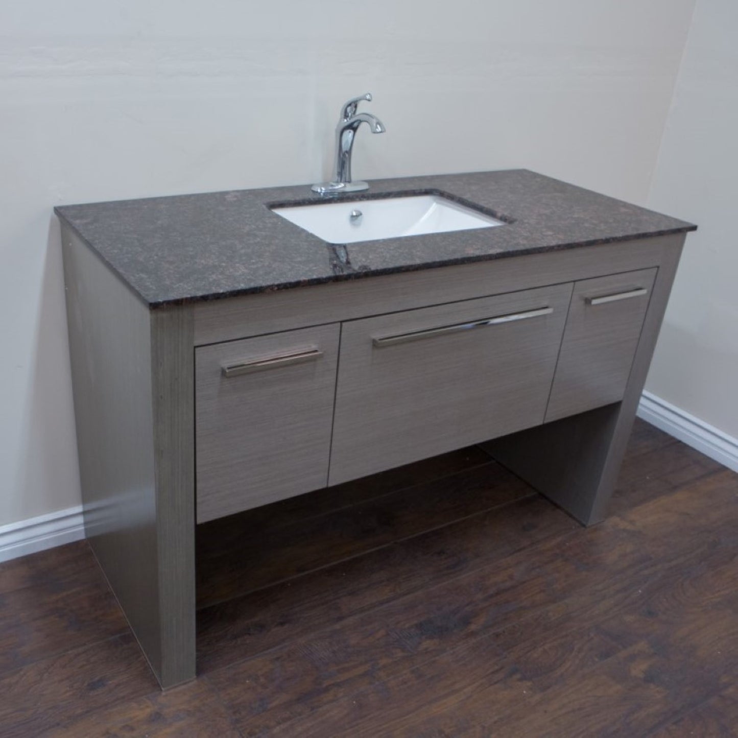 55.3" Single sink vanity Gray Tan Brown