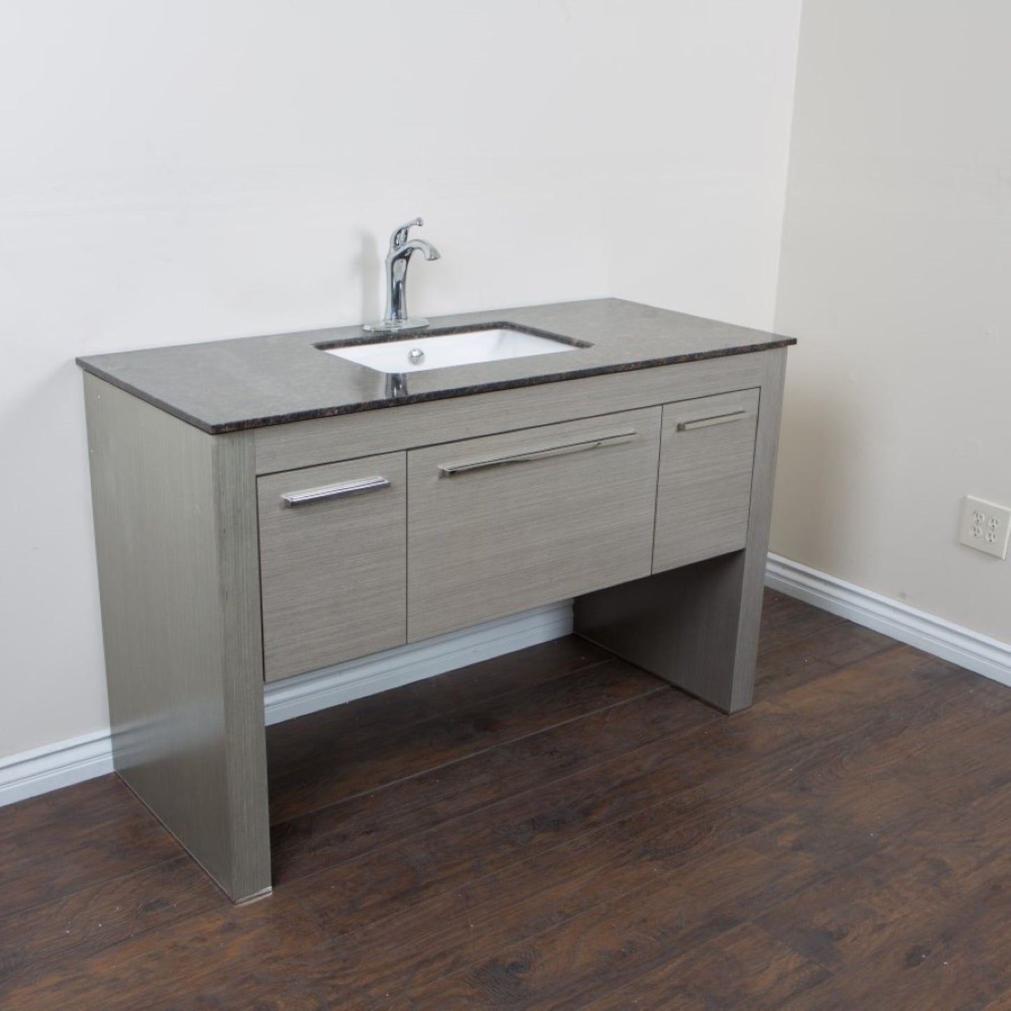 55.3" Single sink vanity Gray Tan Brown