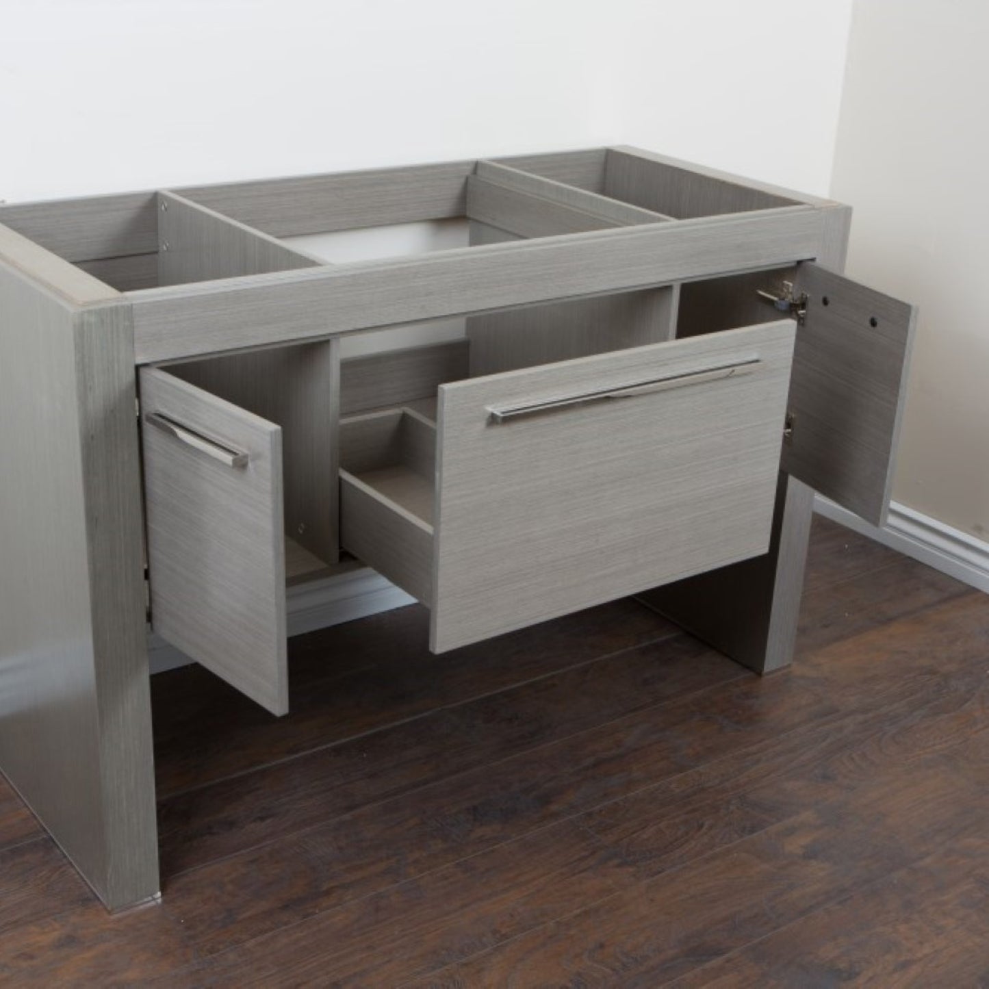 55.3" Single sink vanity Gray Tan Brown