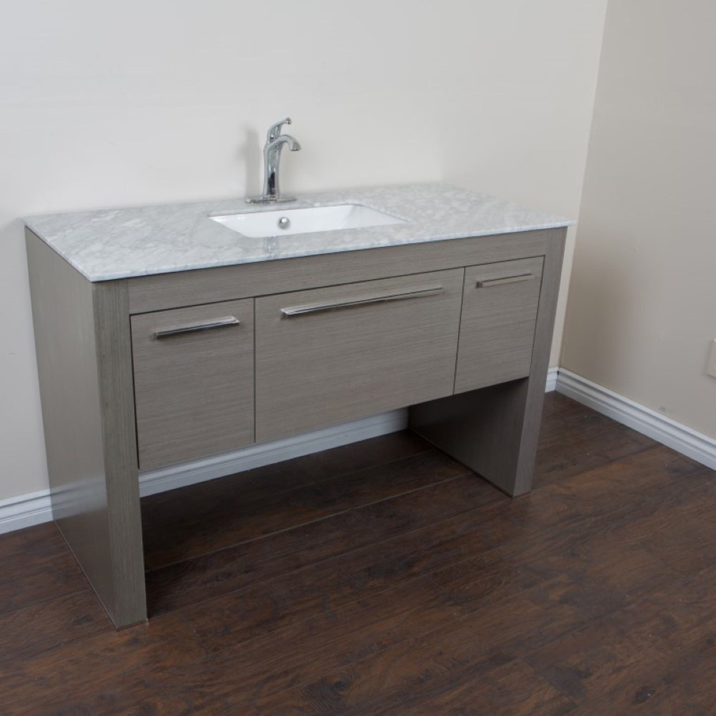 55.3" Single sink vanity Gray White Marble
