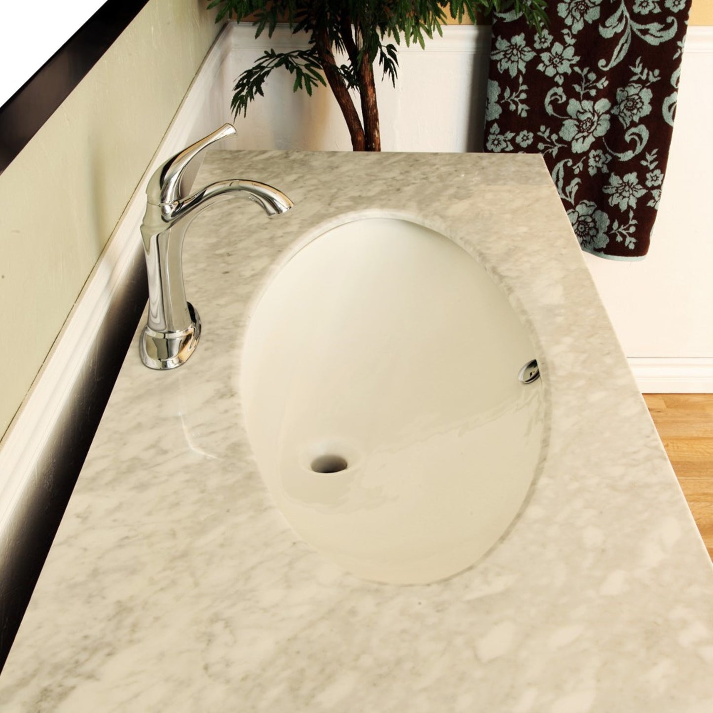 55.3" Single sink vanity Dark walnut white marble