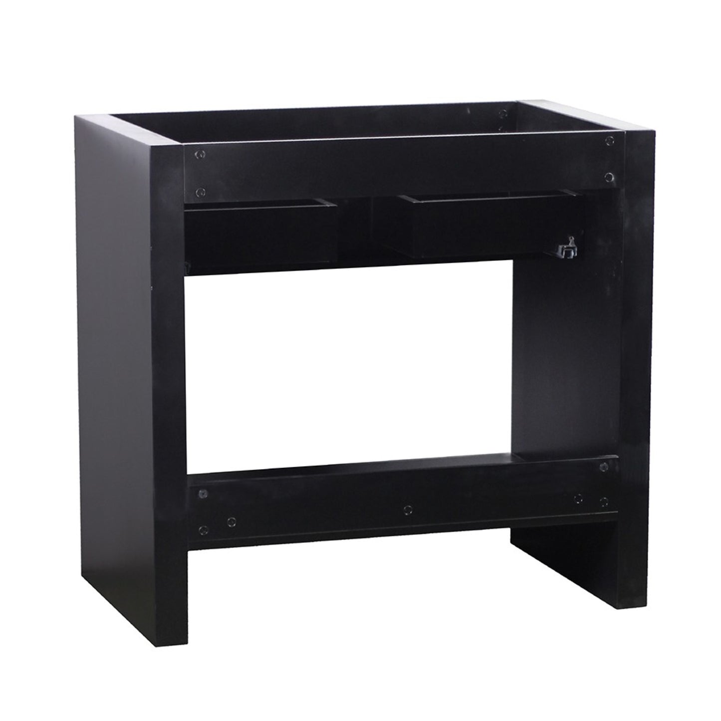 37" Single vanity in Matte Black finish top with Black Galaxy and rectangle sink
