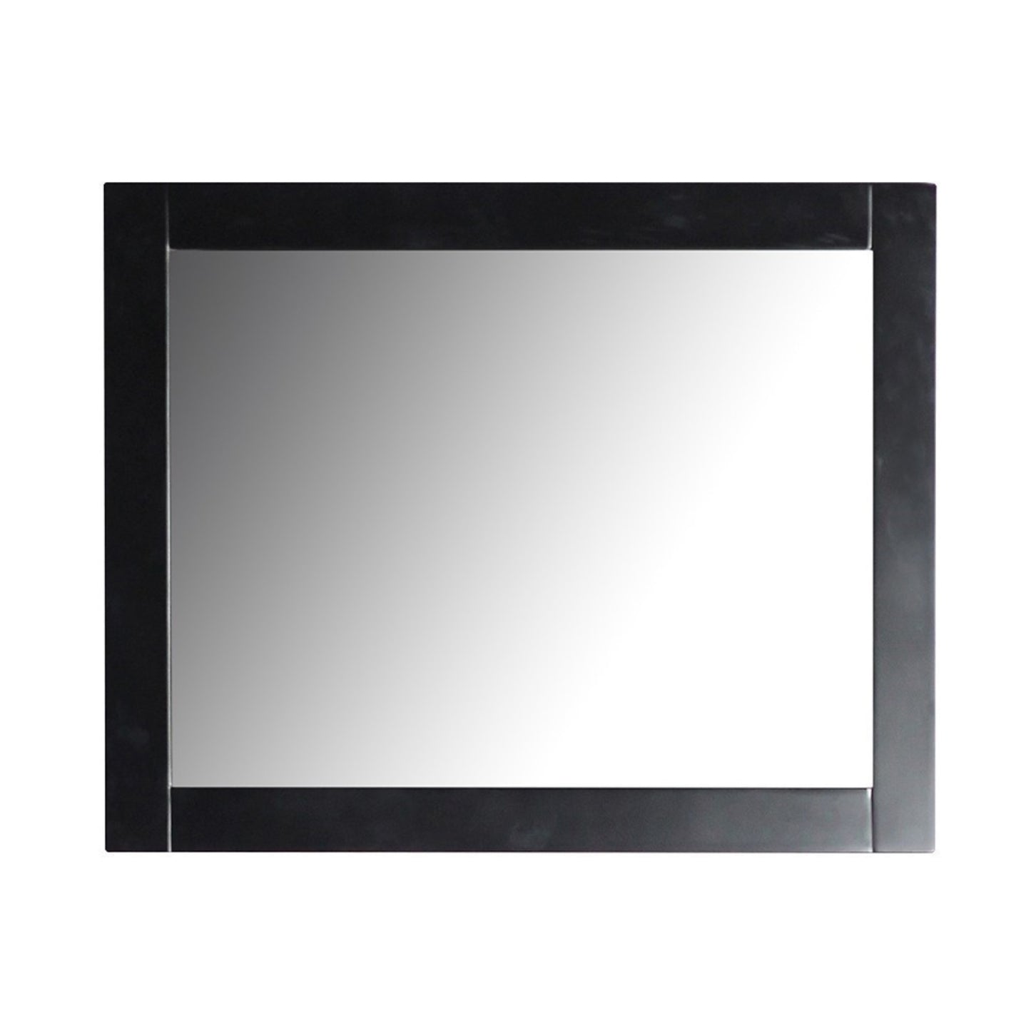 30" Rectangle Wood Frame Mirror in Matte Black Finish