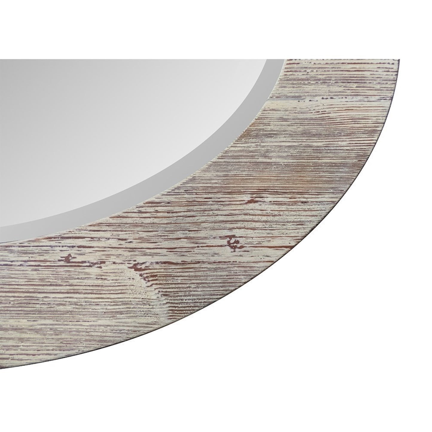 24" Oval Wood Grain Frame Mirror in Antique White Finish