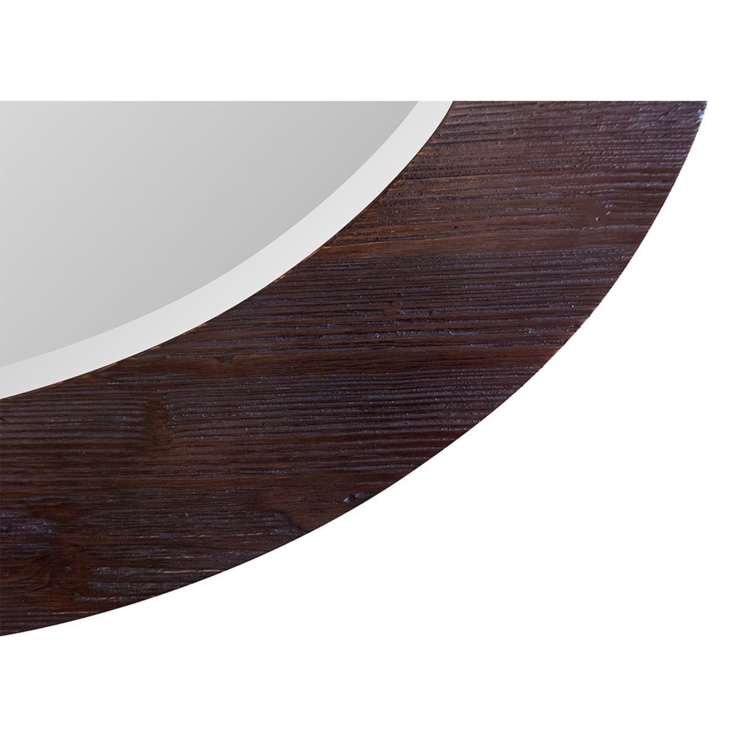 24" Oval Wood Grain Frame Mirror in Teak Finish