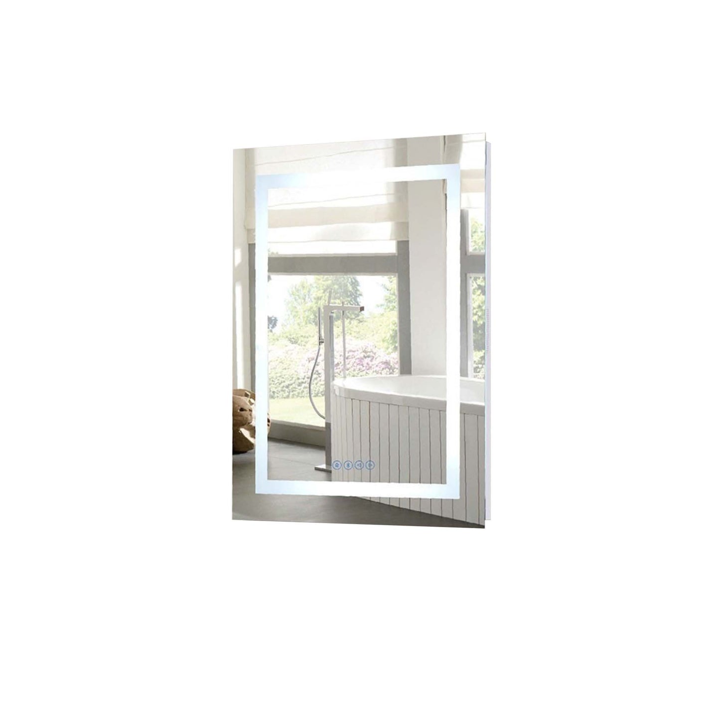 24" Rectangular LED Bordered Illuminated Mirror with Bluetooth Speakers