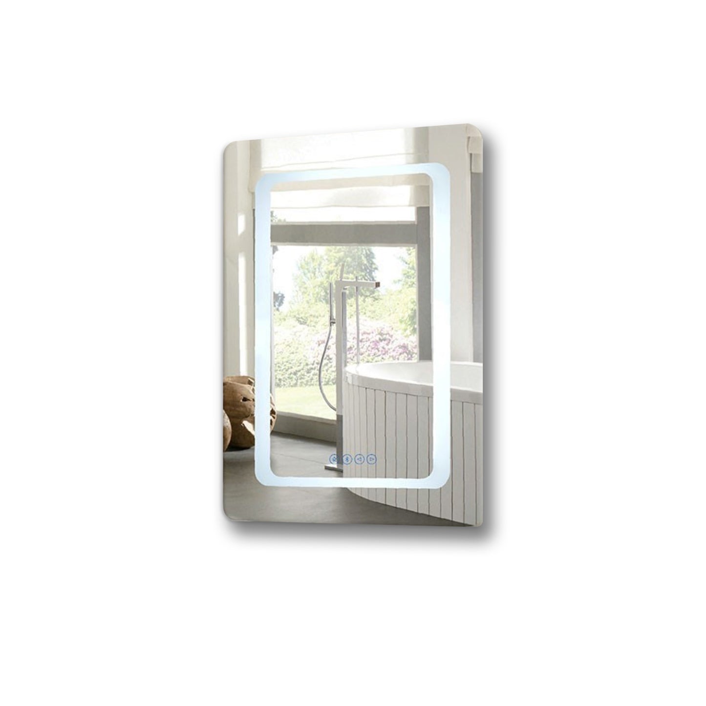 24" Rectangular LED Bordered Illuminated Mirror with Bluetooth Speakers