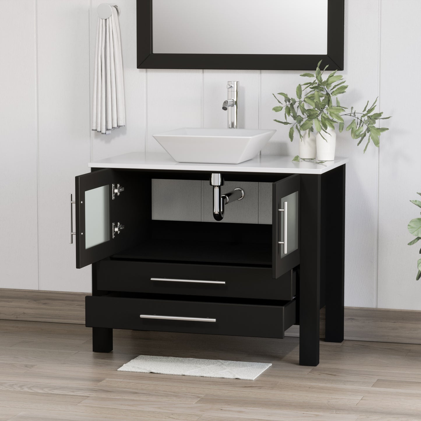 Complete 36" Vanity Set with Polished Chrome Plumbing