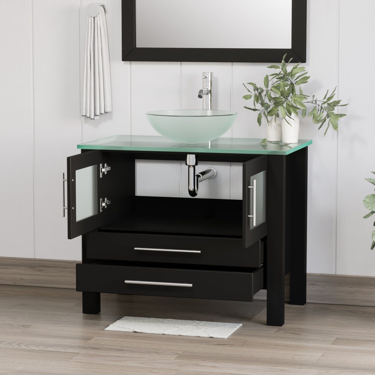 Complete 36" Vanity Set with Polished Chrome Plumbing