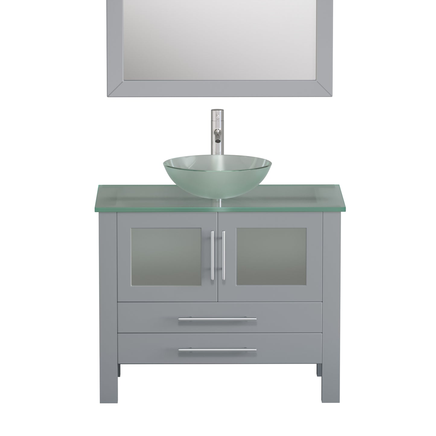 Complete 36" Gray Vanity Set with Brushed Nickel Plumbing