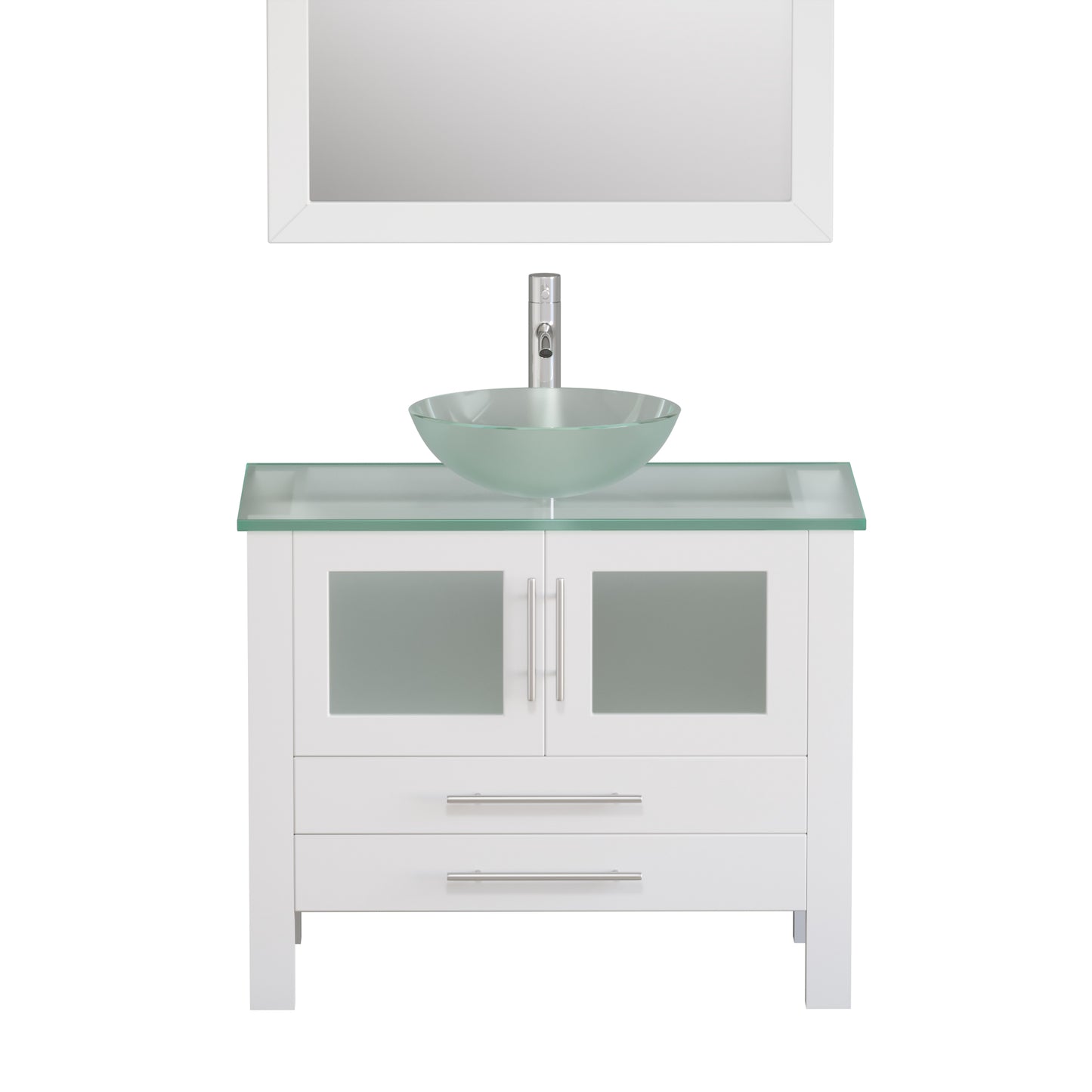 Complete 36" White Vanity Set with Polished Chrome Plumbing