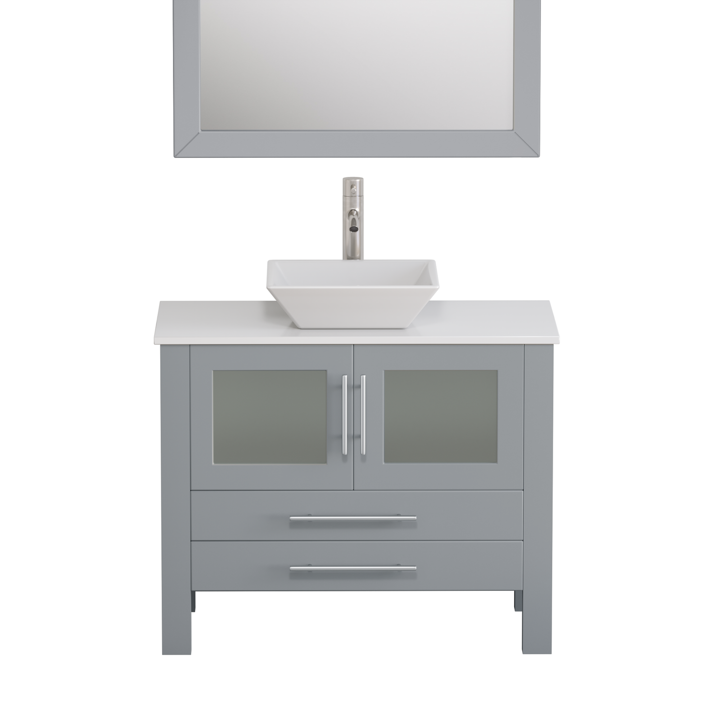 Complete 36" Gray Vanity Set with Brushed Nickel Plumbing