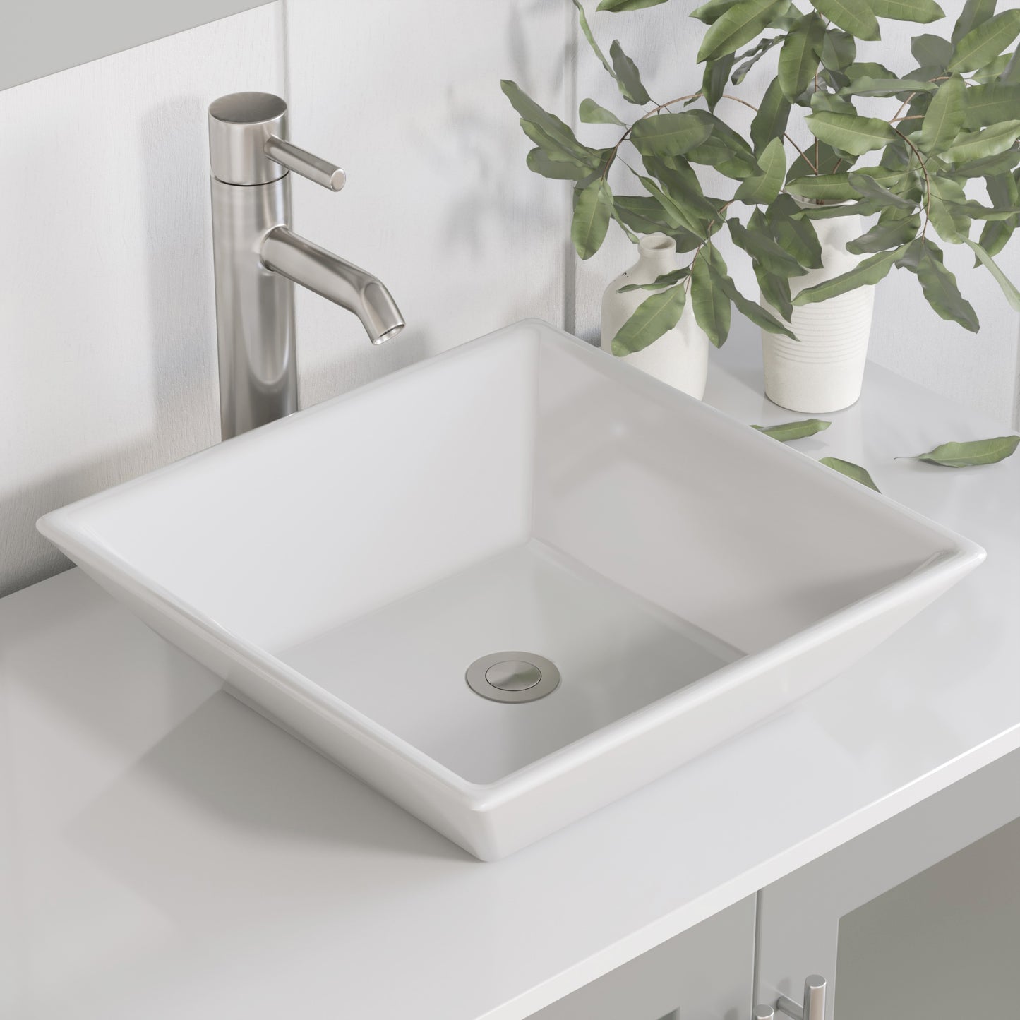 Complete 36" Gray Vanity Set with Brushed Nickel Plumbing