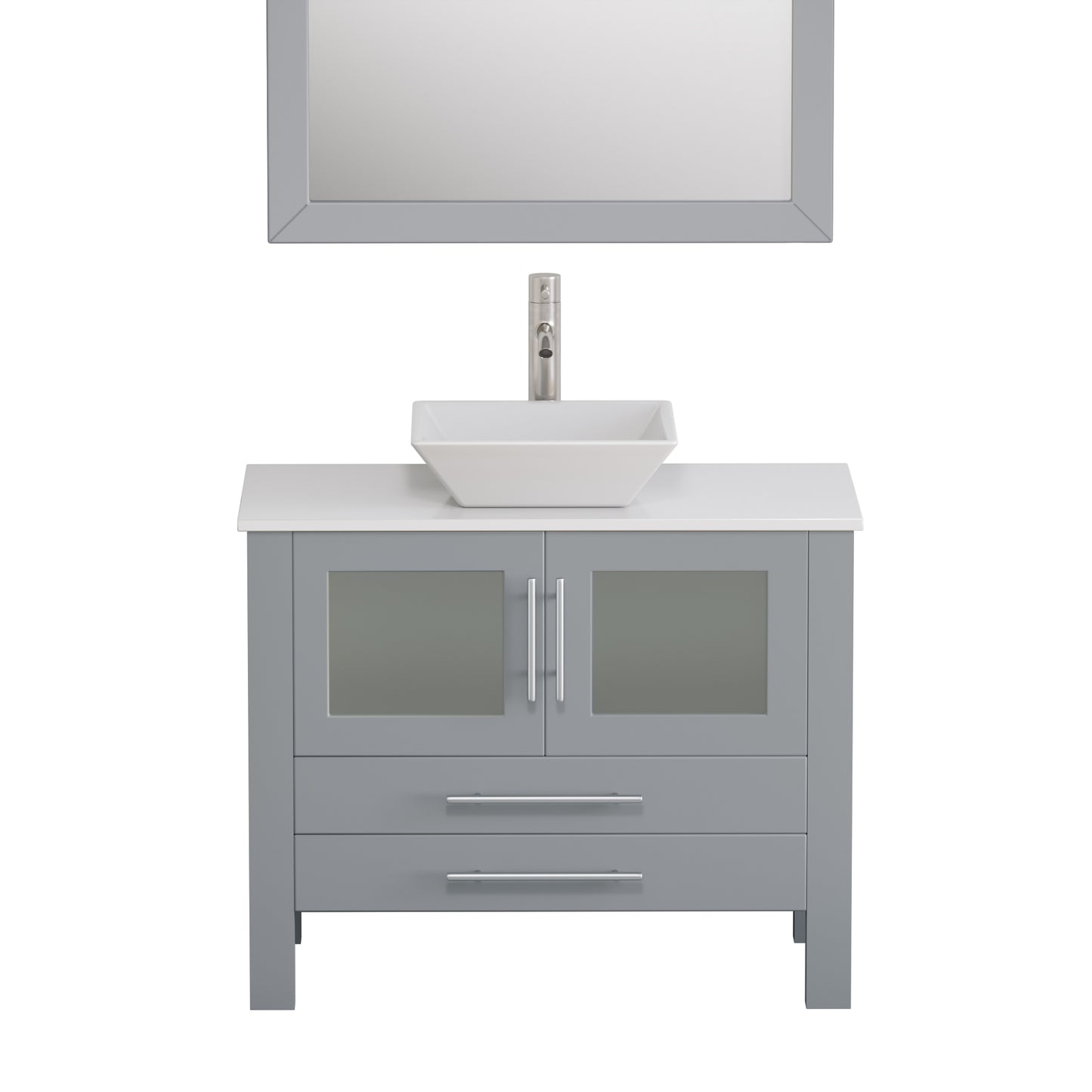 Complete 36" Gray Vanity Set with Polished Chrome Plumbing
