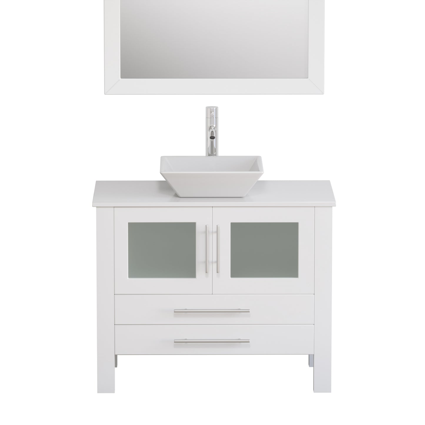 Complete 36" White Vanity Set with Polished Chrome Plumbing