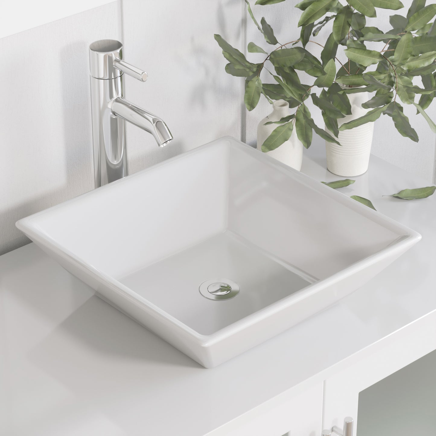 Complete 36" White Vanity Set with Polished Chrome Plumbing