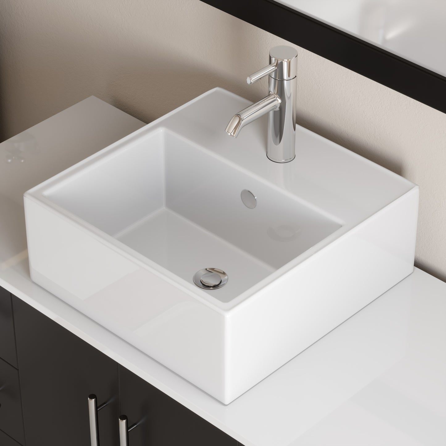 Complete 48-Inch Espresso Bathroom Vanity Set with Polished Chrome Plumbing