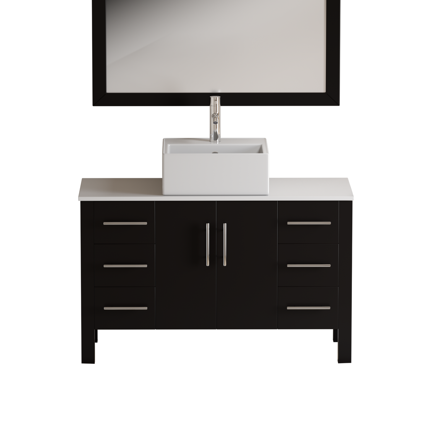 Complete 48-Inch Espresso Bathroom Vanity Set with Polished Chrome Plumbing