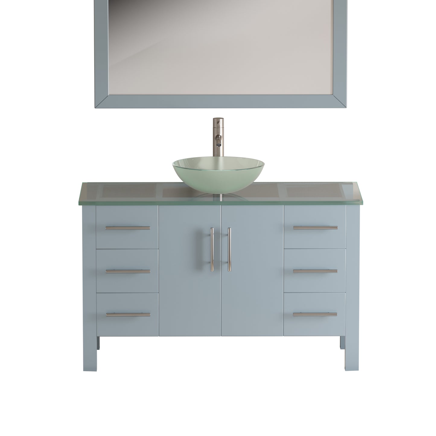 Complete 48" Gray Vanity Set with Brushed Nickel Plumbing