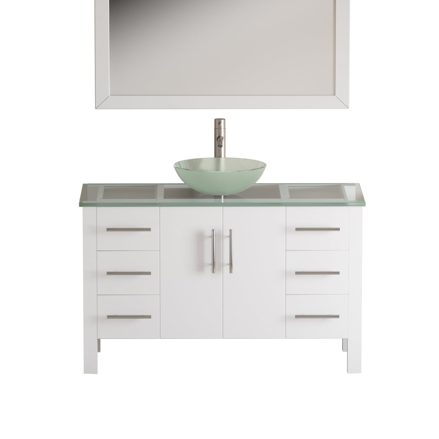 Complete 48" White Vanity Set with Brushed Nickel Plumbing